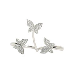 HIDALGO 18k white gold diamond butterfly ring