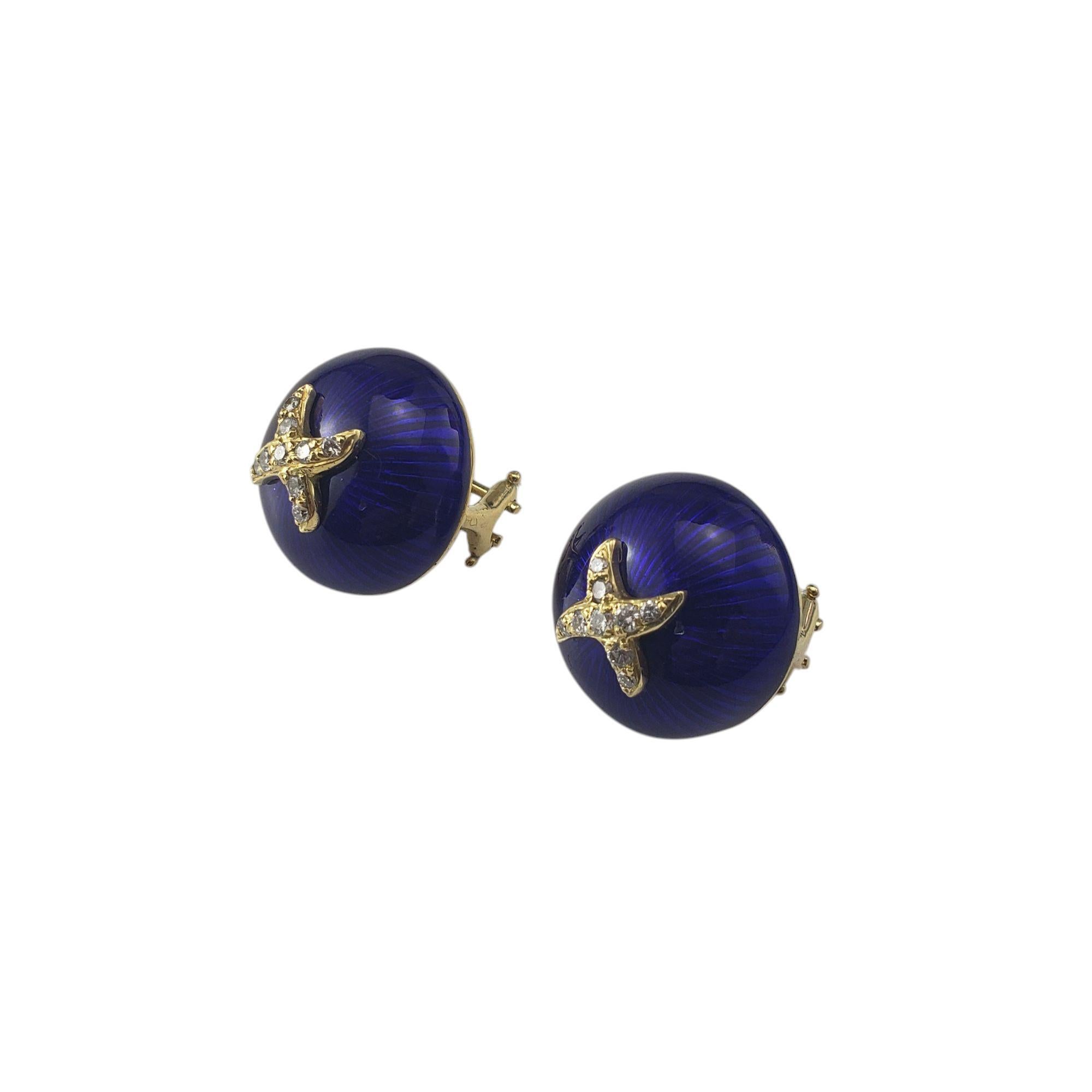 Hidalgo Ohrringe aus 18 Karat Gelbgold mit blauer Emaille und Diamanten #21039 (Zeitgenössisch) im Angebot