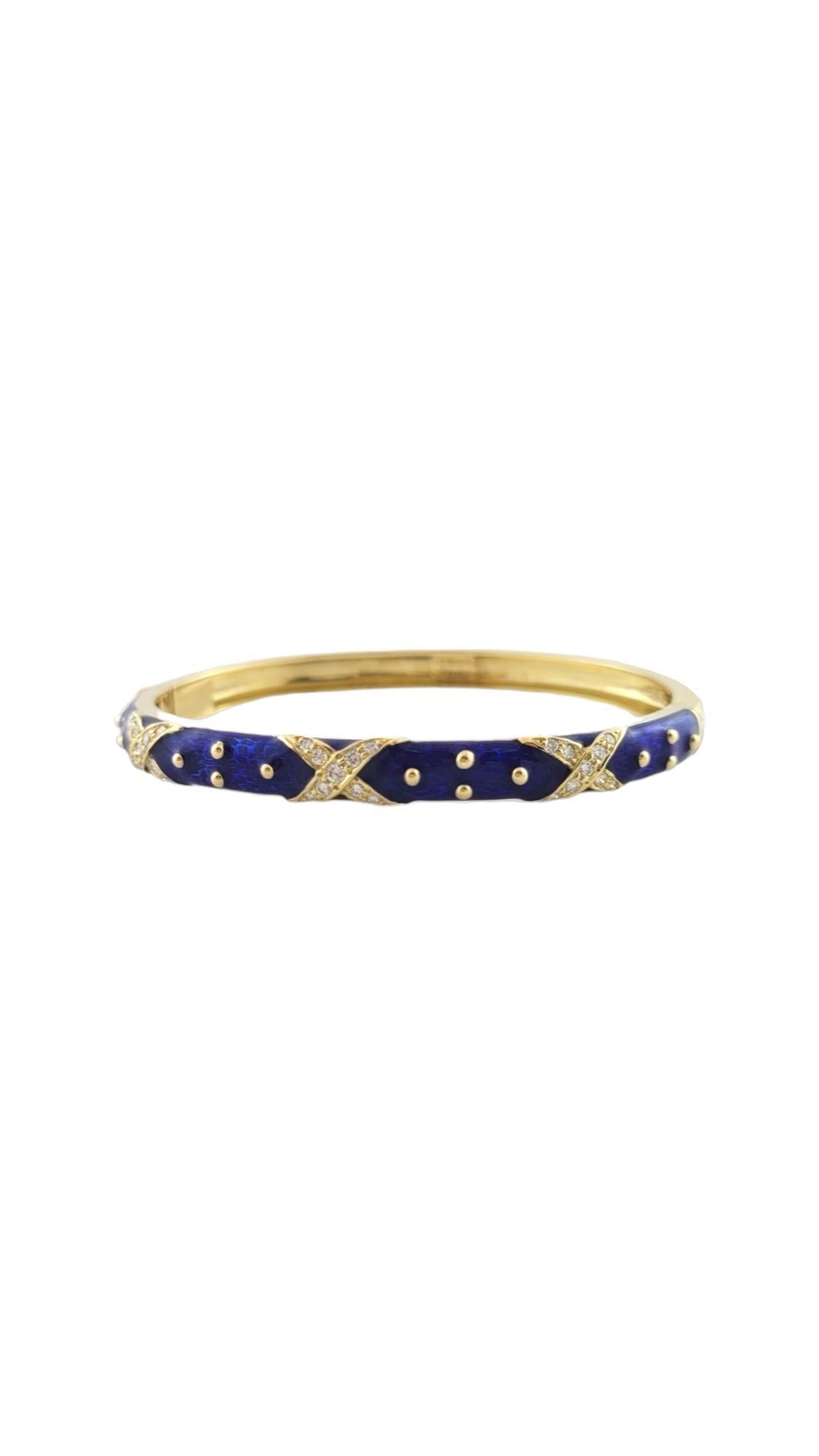 Hidalgo 18K Yellow Gold Blue Enamel Diamond X Hinged Bangle Bracelet

Hinged bangle bracelet in 18 karat yellow gold with diamond 