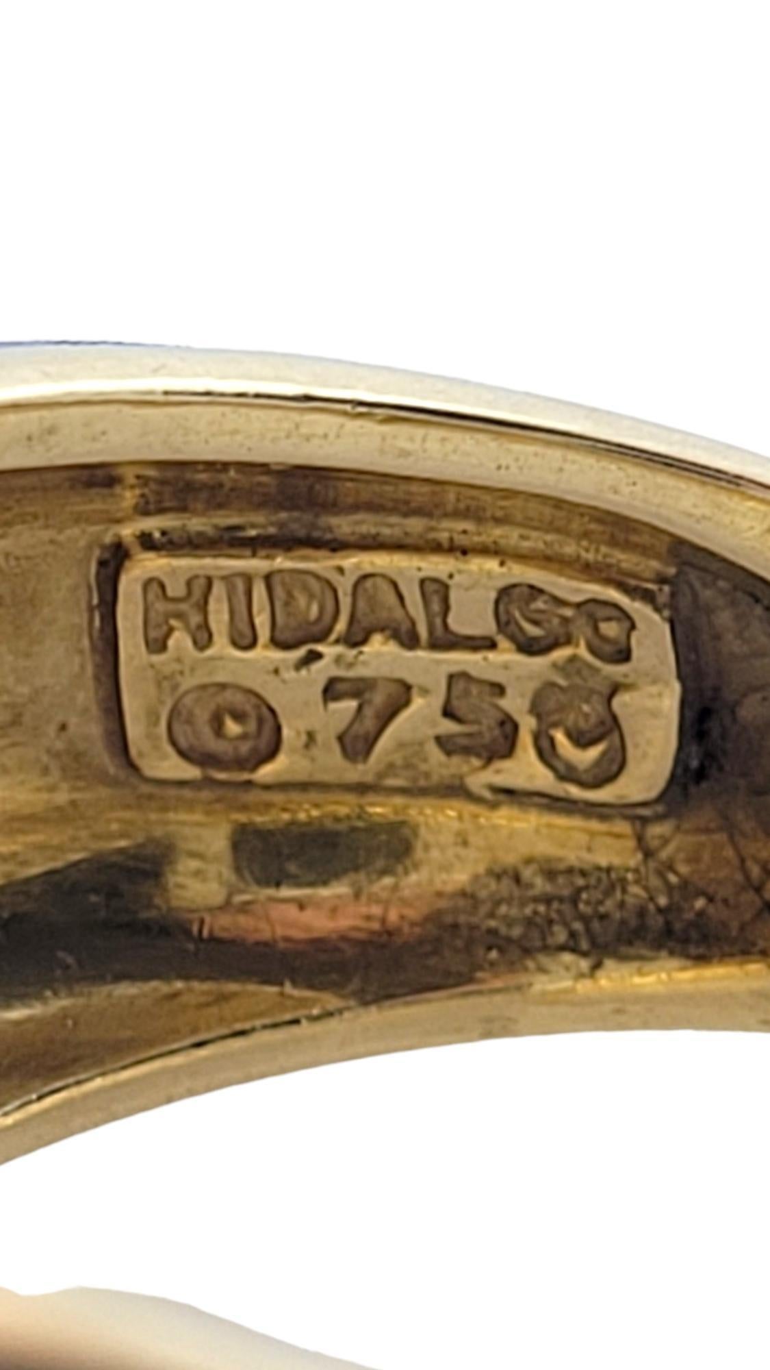 Brilliant Cut Hidalgo 18K Yellow Gold Blue Enamel Diamond X Ring Size 6.5 #18221 For Sale