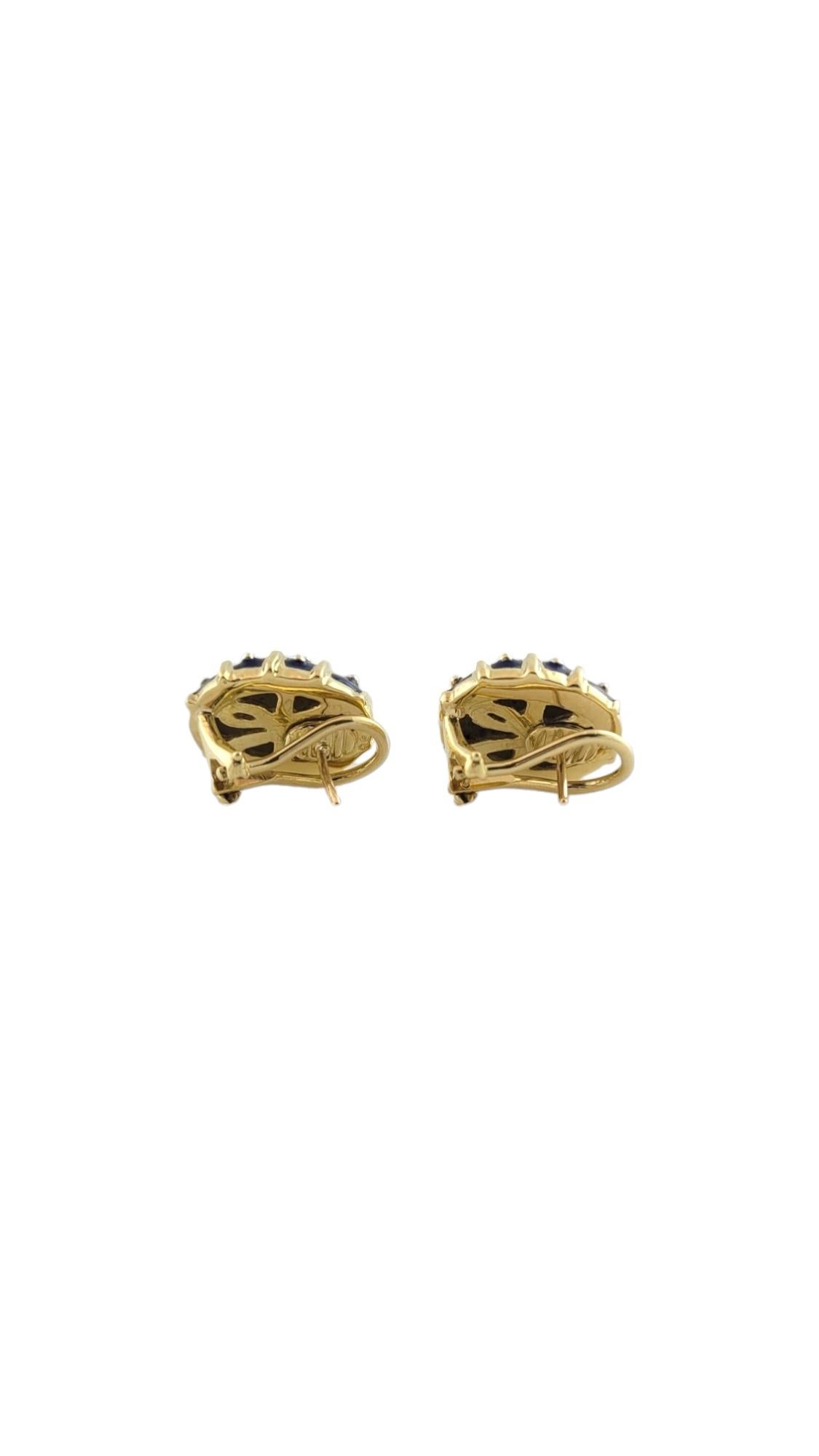 Hidalgo 18K Yellow Gold Blue Enamel Earrings #16089 In Good Condition For Sale In Washington Depot, CT
