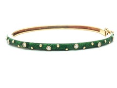 Hidalgo 18k Gelbgold Diamant Grün Emaille Arbeit Scharnier Armspange Armband