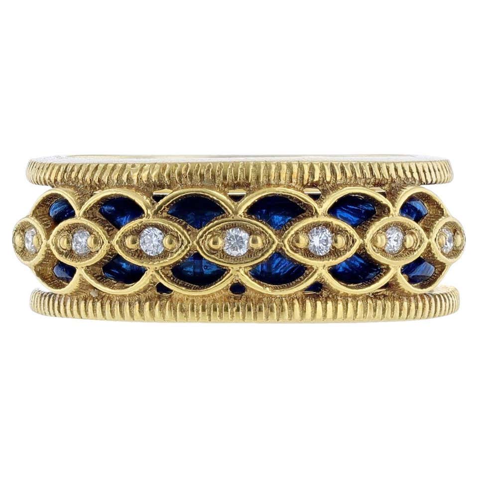 Hidalgo 18 Karat Enamel and Diamond Sunflower Stacking Ring at 1stDibs ...