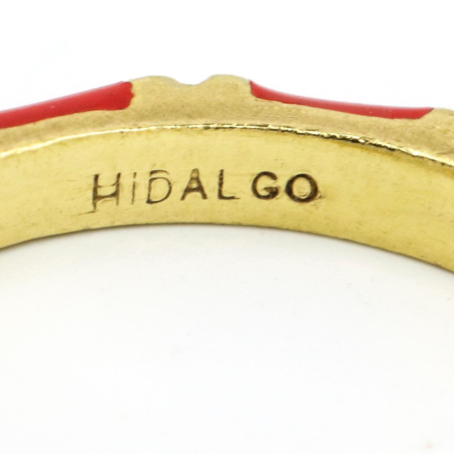 Women's Hidalgo 18 Karat Yellow Gold Diamond Red Enamel Band Ring For Sale