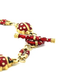 Hidalgo 18K Yellow Gold Ladybug Enamel Link Bracelet – 22.08 Grams