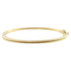 Hidalgo 18K Yellow Gold Oval Rope Accented Bangle Bracelet #16088