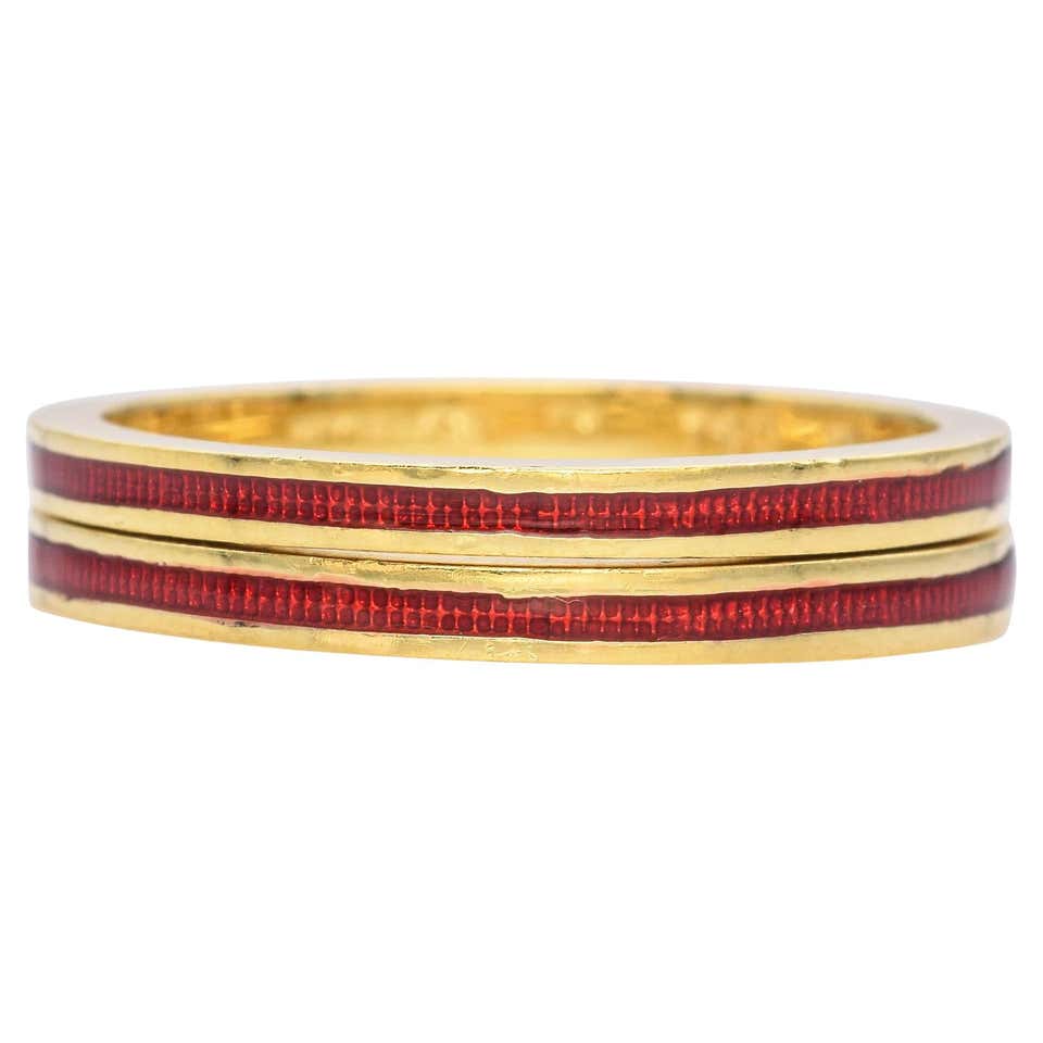 Stackable Enamel Diamond Band in 18K Yellow Gold Pre Order Yours Today ...
