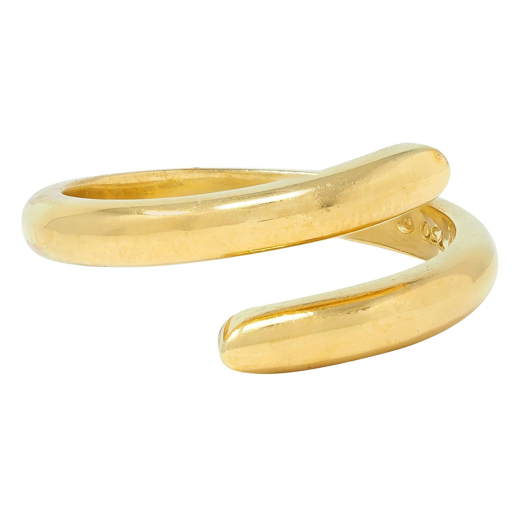 Hidalgo 1990's 18 Karat Yellow Gold Vintage Bypass Band Ring In Excellent Condition In Philadelphia, PA
