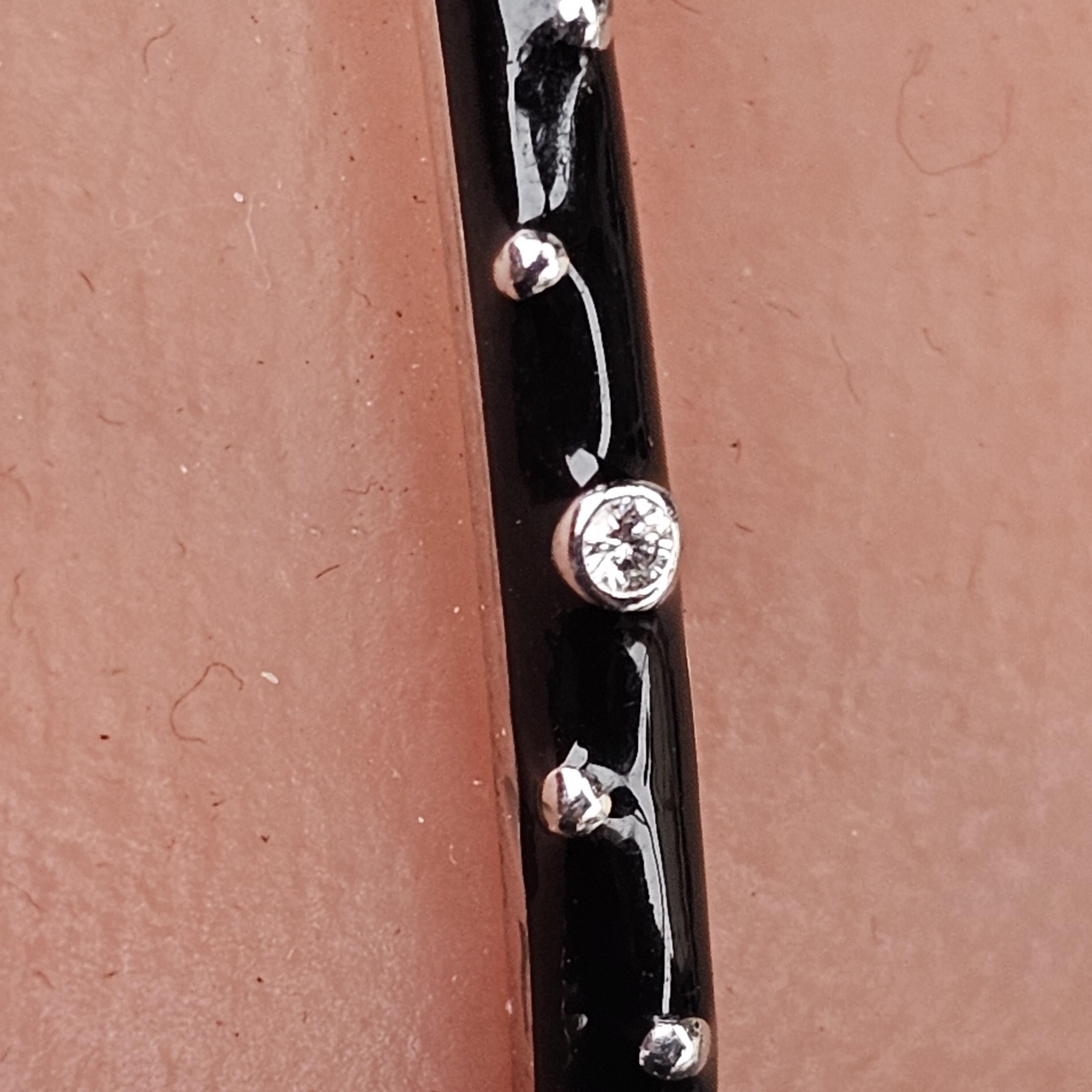 Taille ronde Bracelet Hidalgo en or blanc 18k émail noir serti de diamants 6 3/8