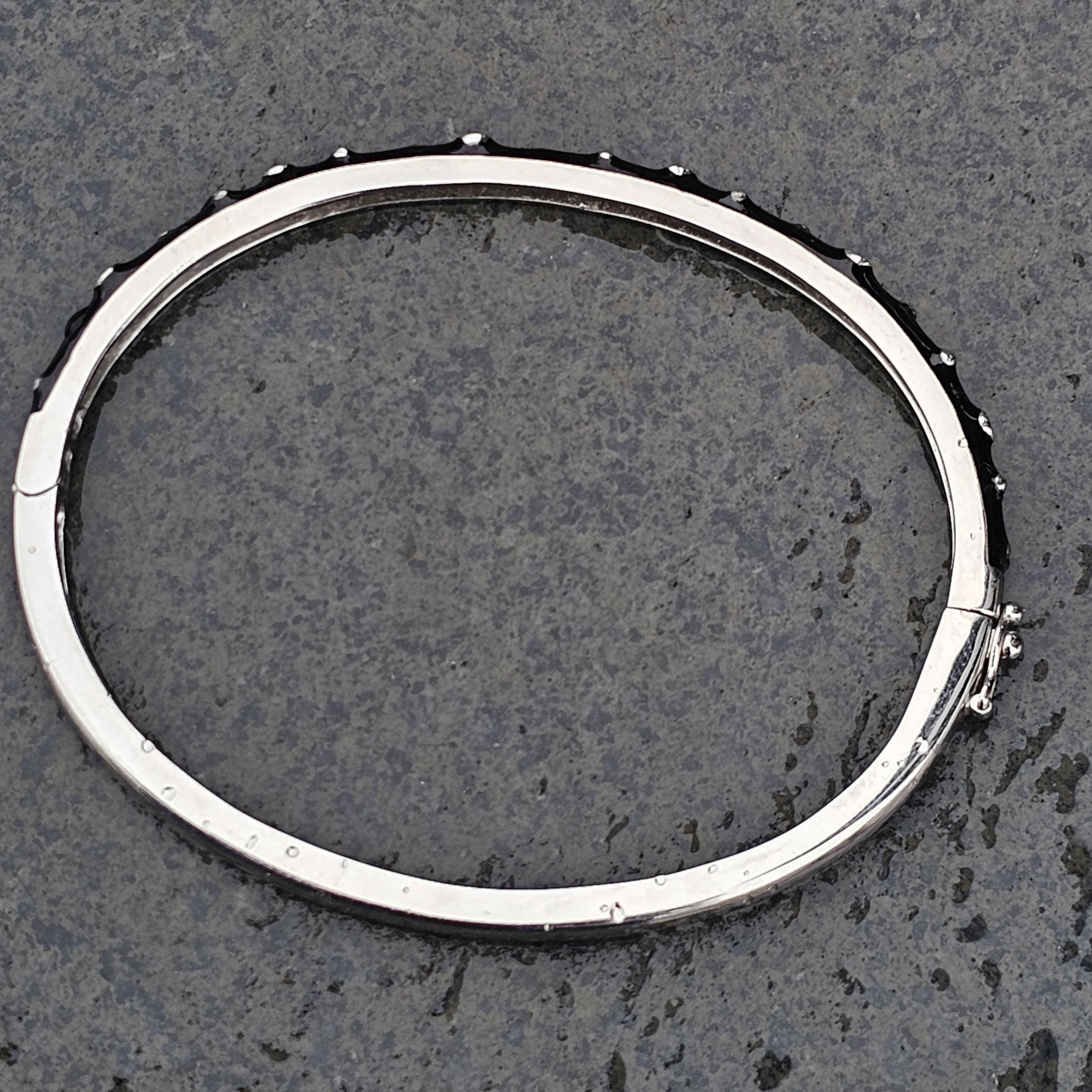 Bracelet Hidalgo en or blanc 18k émail noir serti de diamants 6 3/8