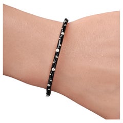 Hidalgo Armreif Armband 18k Weißgold Schwarz Emaille Lünette Set Diamanten 6 3/8"