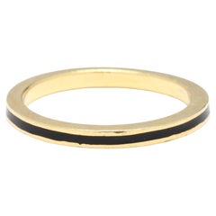 Hidalgo Black Enamel Eternity Band Ring, 18KT Yellow Gold, Ring Size 5.25