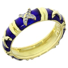 Retro Hidalgo Blue X Enamel & Diamond 18K Ring