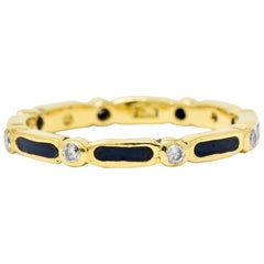 Vintage Hidalgo Diamond Enamel 18 Karat Gold Eternity Band Ring