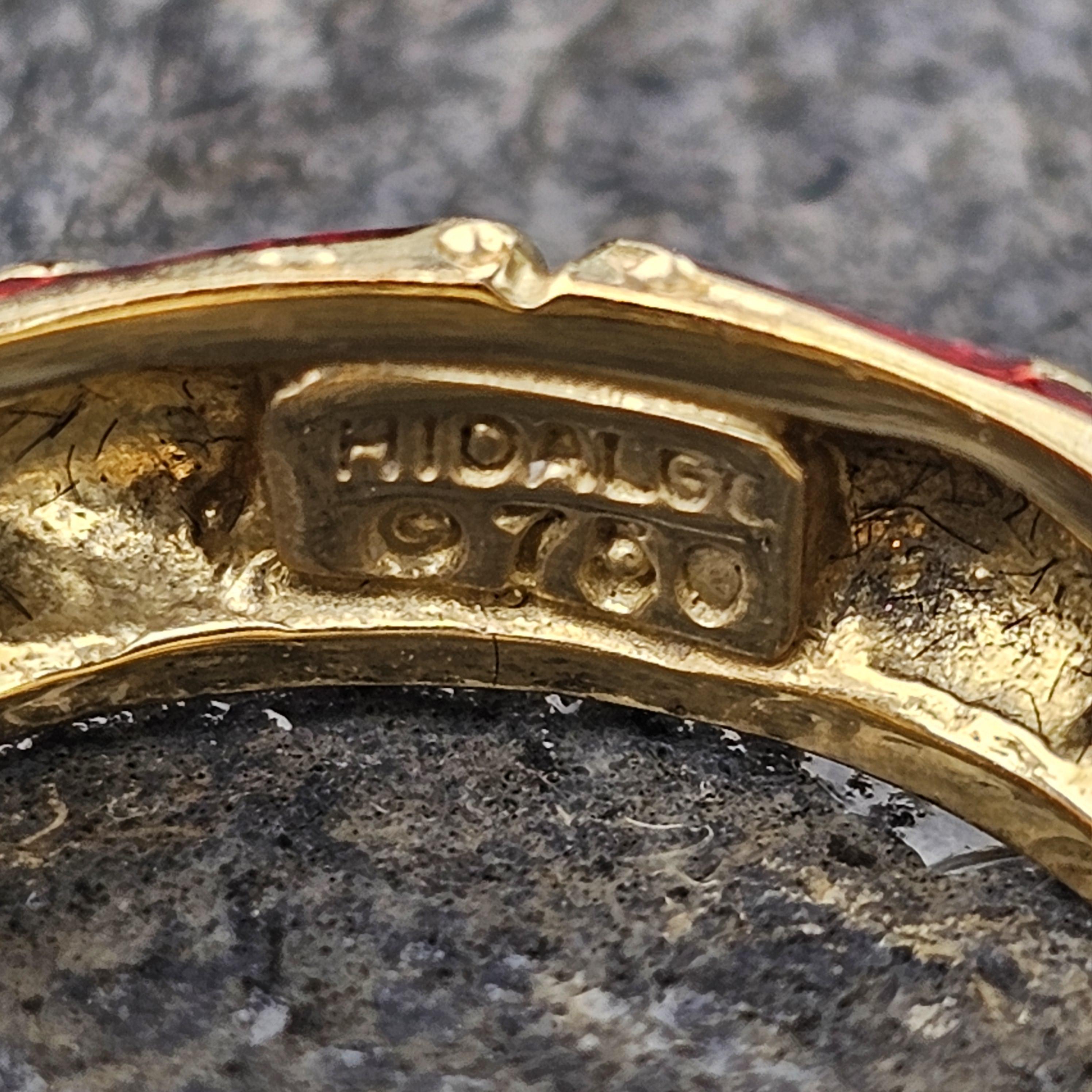 Hidalgo Diamante Cuore Eternità Anello Smalto Rosso 18k Giallo Bianco 6.7g sz 7 in vendita 2