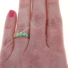 Hidalgo Enamel & Diamond Band Yellow Gold 18k Eternity Swirl Ring Sz 6 3/4