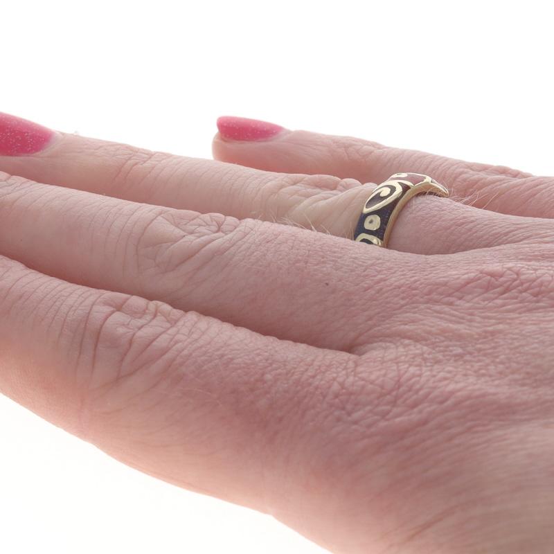 Hidalgo Enamel & Diamond Band Yellow Gold 18k Eternity Swirl Ring Sz 6 3/4 In condizioni ottime in vendita a Greensboro, NC