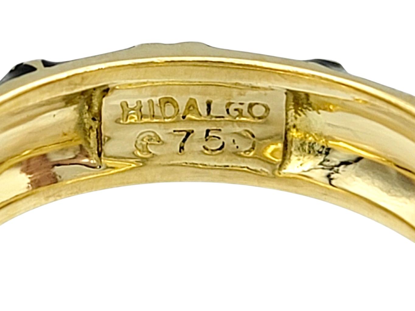 Women's or Men's Hidalgo Fleur-de-lis Black Enamel Stackable Band Ring in 18 Karat Yellow Gold