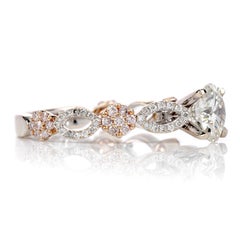 Hidalgo GIA 1.20 Carat White and Pink Diamond 18 Karat Gold Engagement Ring