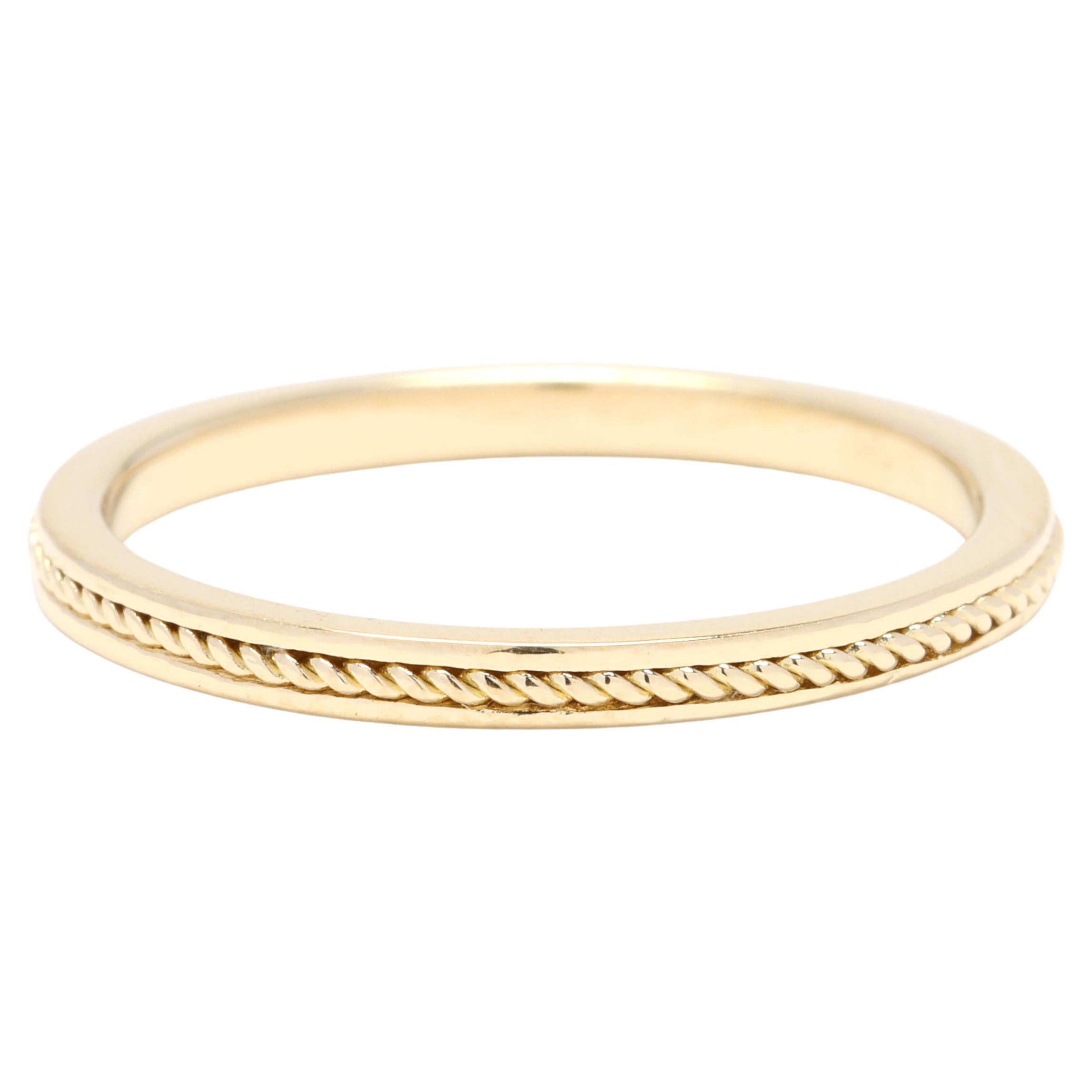 Hidalgo Gold Band Ring, 18k Yellow Gold, Ring Size 5.75, Rope Band Ring For Sale