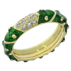 Hidalgo Green Enamel & Diamond 18K Ring