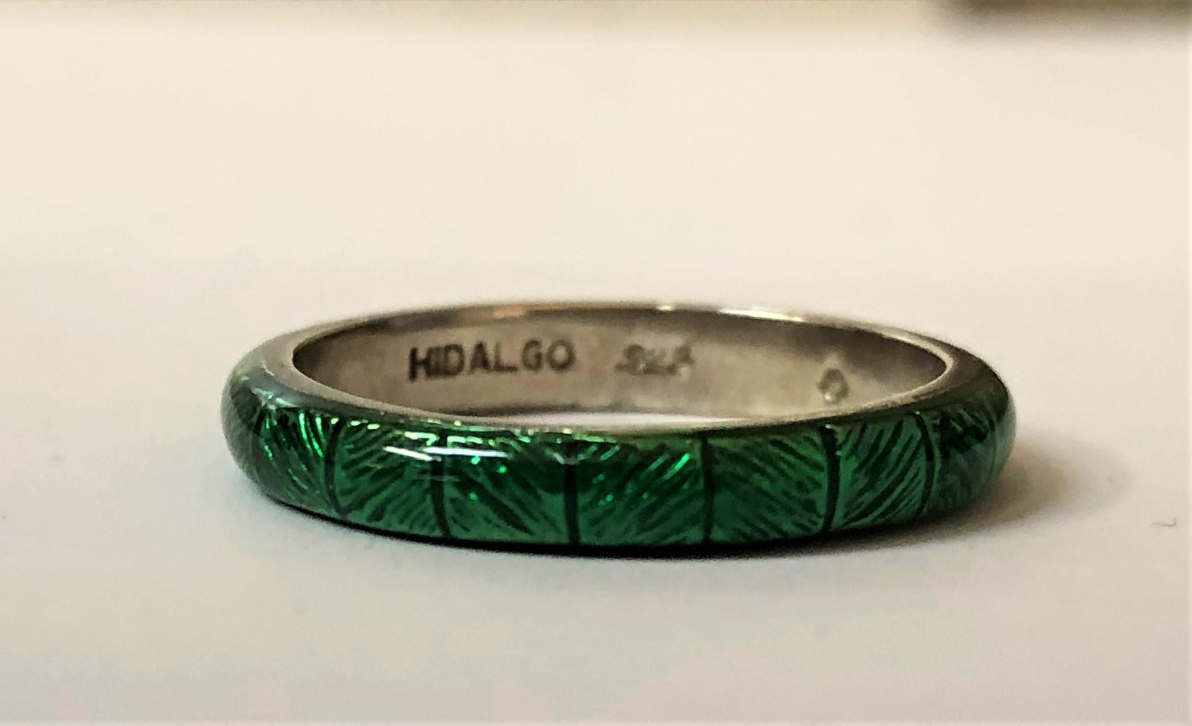 Grüner Emaille-Ring von Hidalgo für Damen oder Herren