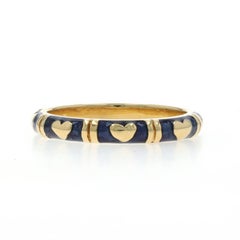 Hidalgo Heart Eternity Band - Yellow Gold 18k Love Blue Enamel SZ 6 1/2 Ring