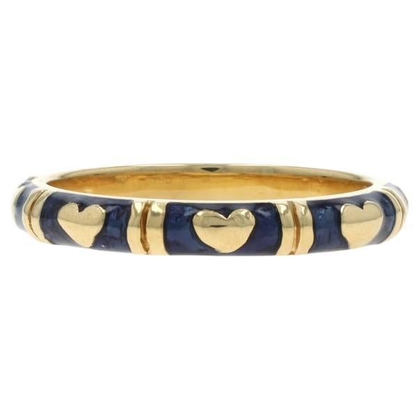 Hidalgo Heart Eternity Band - Yellow Gold 18k Love Blue Enamel SZ 6 1/2 Ring