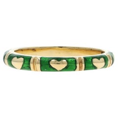 Hidalgo Heart Eternity Band - Yellow Gold 18k Love Green Enamel SZ 6 1/2 Ring