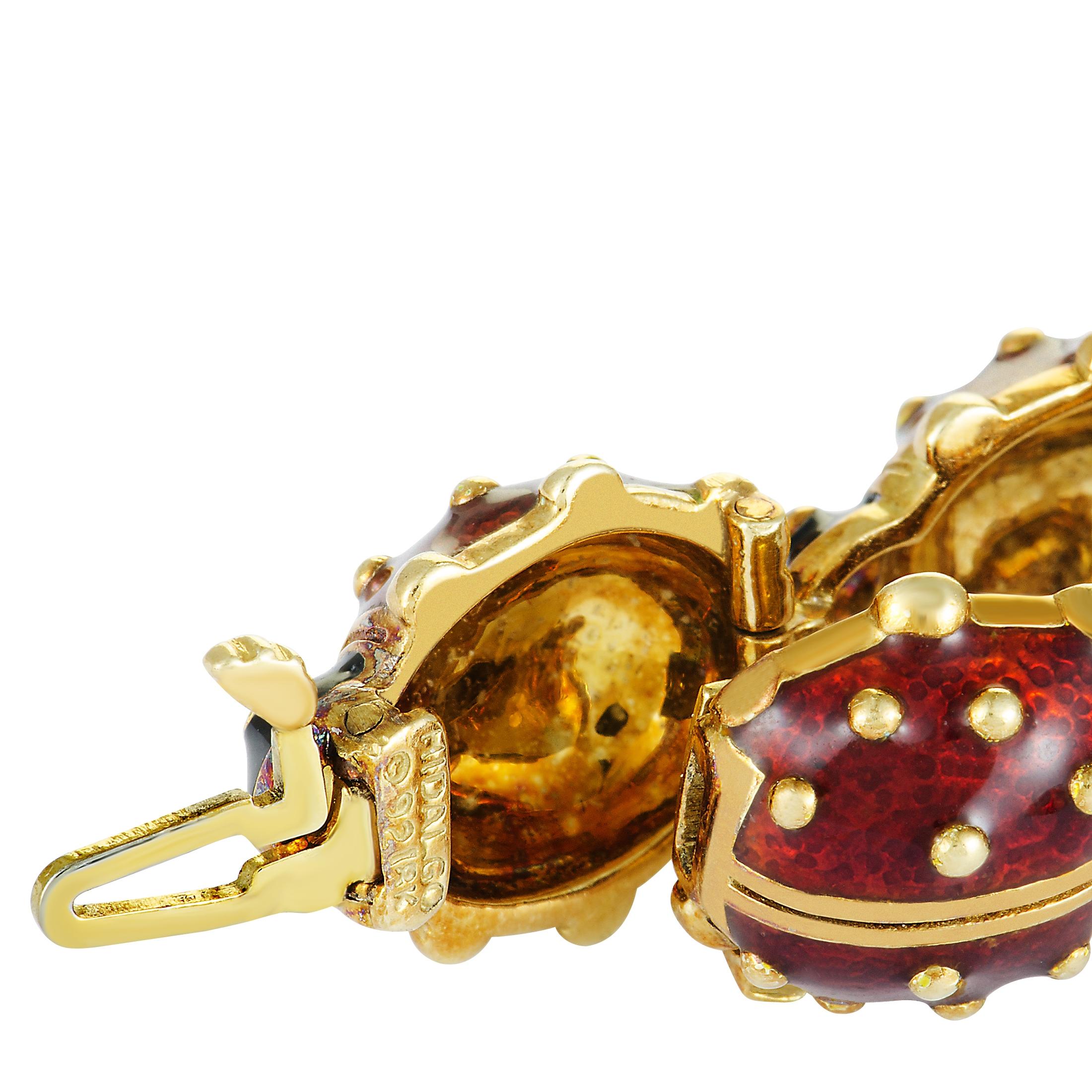 Women's Hidalgo Ladybug 18 Karat Yellow Gold and Enamel Bracelet
