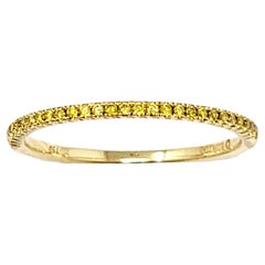 Hidalgo Bague à anneau empilable en or jaune 18 carats avec diamants jaunes fantaisie micro-pavés