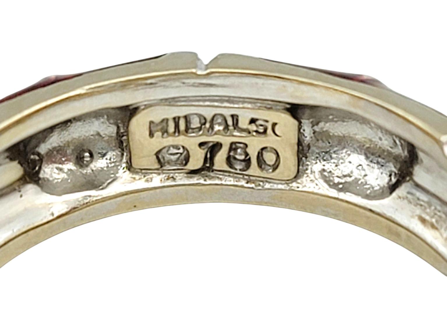 Women's Hidalgo Red Enamel and Diamond Heart Band Ring in Two-Tone 18 Karat Gold For Sale