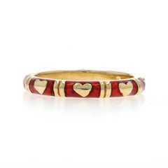 Hidalgo Red Enamel Heart Band - Yellow Gold 18k Love SZ 6 1/2 Eternity Ring
