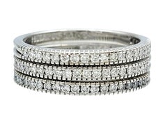 Hidalgo Set of 3 Pavé Diamond Stacking Band Rings in 18 Karat White Gold