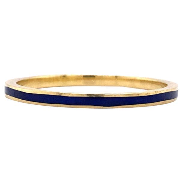 Hidalgo Stackable Blue Enamel Band in 18 Karat Gold For Sale at 1stDibs ...