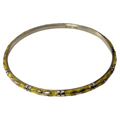 Hidalgo Sterling Silver Yellow Enamel Bangle Bracelet #15176