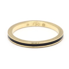Hidalgo Thin Band Ring, Black Enamel and 18k Yellow Gold, Ring Size 6.25