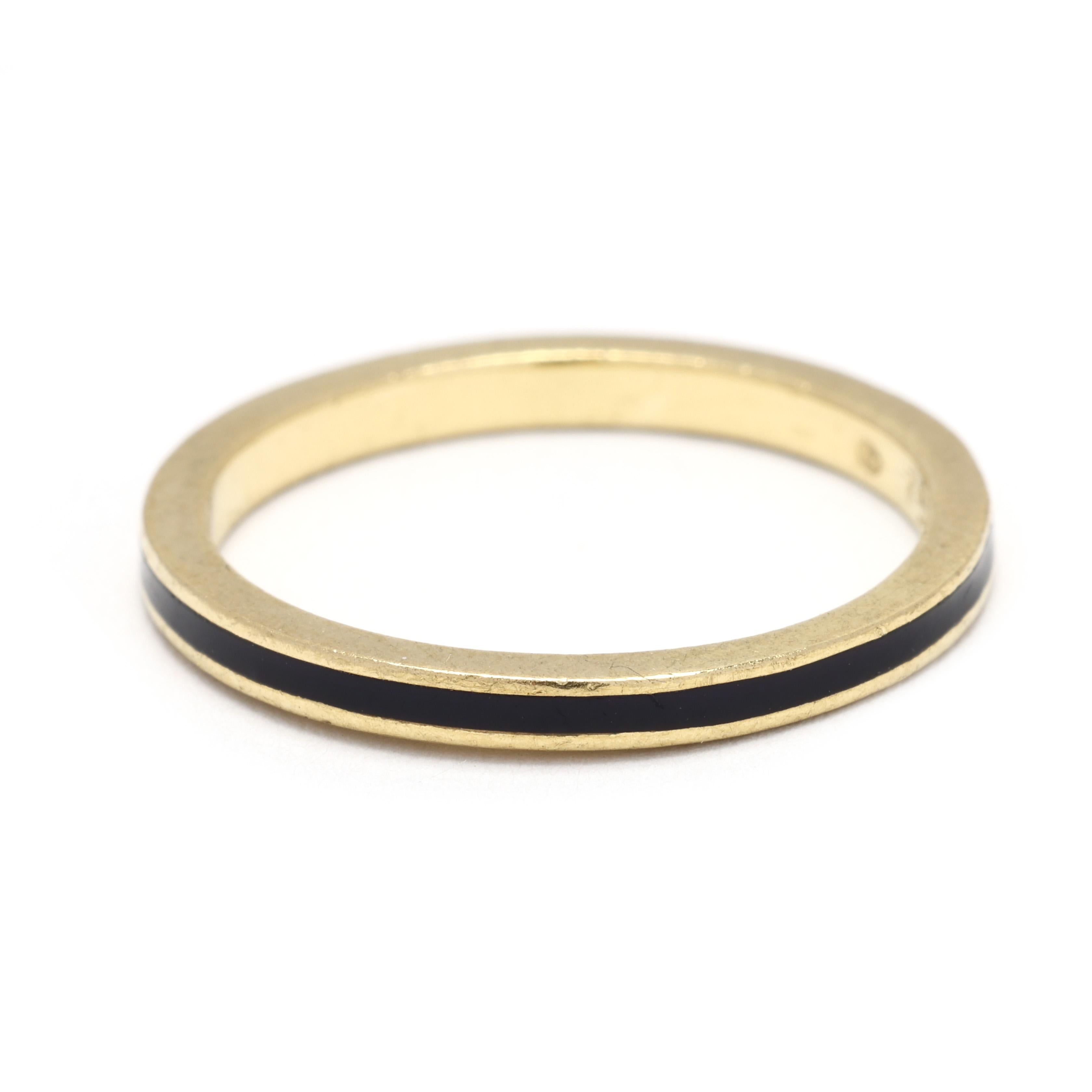 Bague à anneau fin Hidalgo, émail noir et or jaune 18k, taille 6.25 Pour femmes en vente