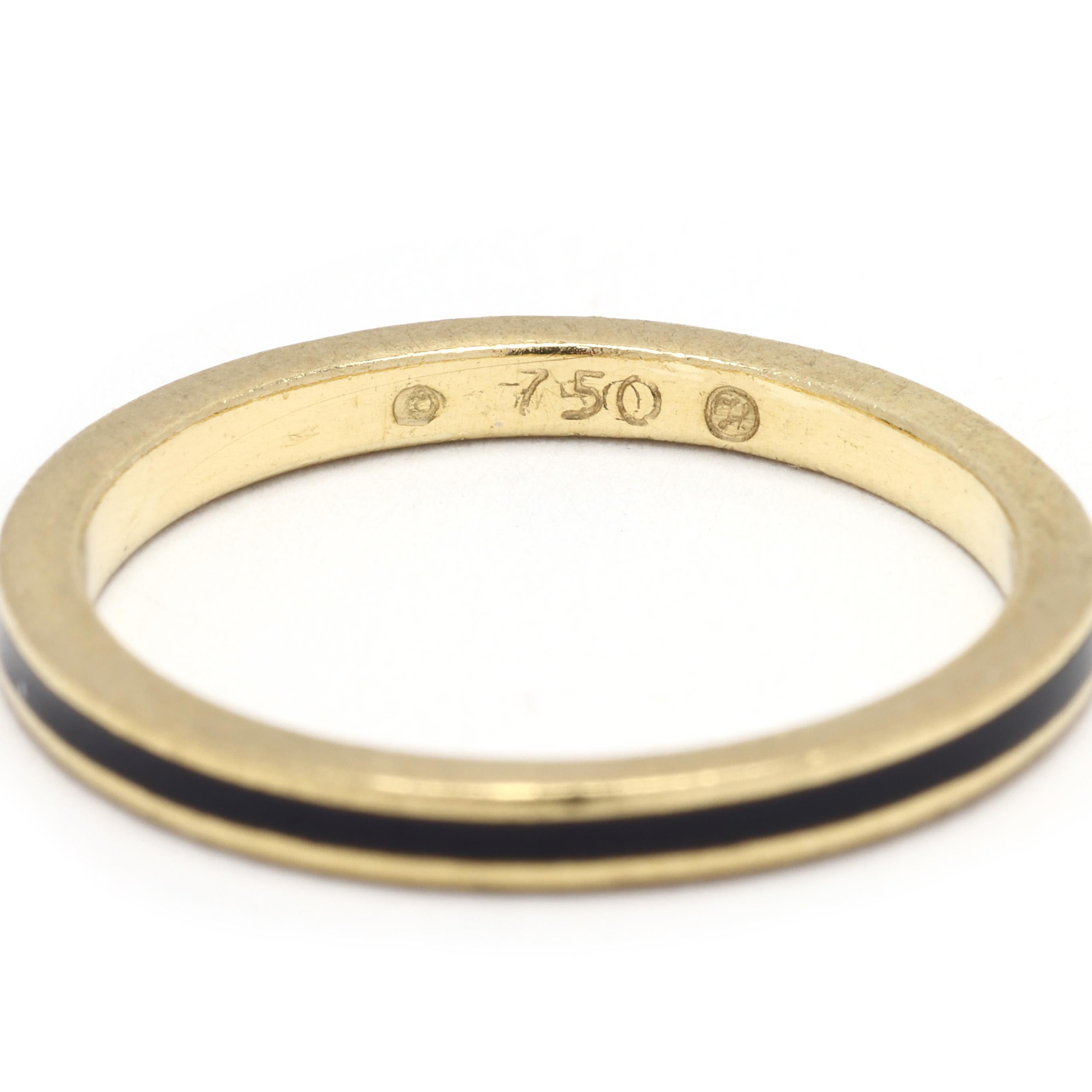 Anillo Hidalgo de banda fina, esmalte negro y oro amarillo de 18 quilates, talla 6,25 en venta 1