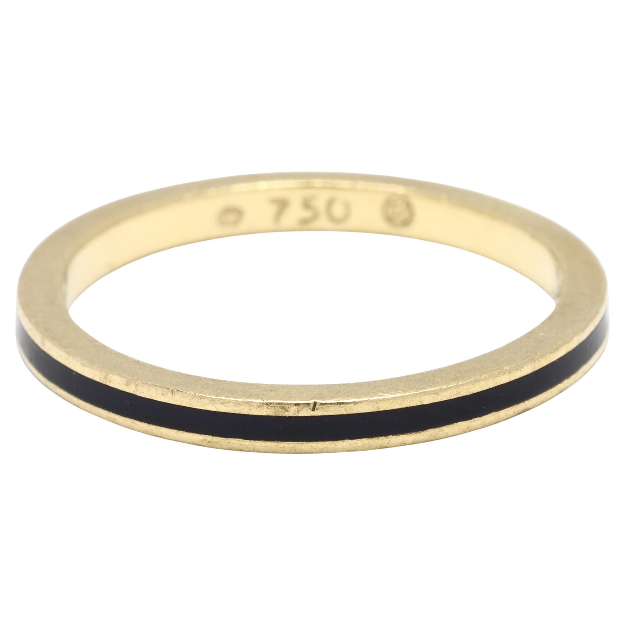Anillo Hidalgo de banda fina, esmalte negro y oro amarillo de 18 quilates, talla 6,25 en venta