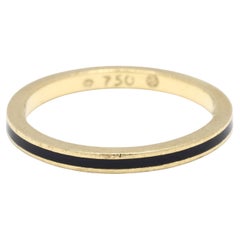 Hidalgo Thin Band Ring, Black Enamel and 18k Yellow Gold, Ring Size 6.25
