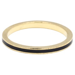 Hidalgo Thin Band Ring, Black Enamel and 18k Yellow Gold, Ring Size 6.25
