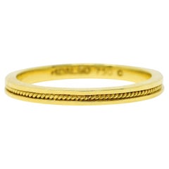 Hidalgo Retro 18 Karat Yellow Gold Rope Band Stack Ring