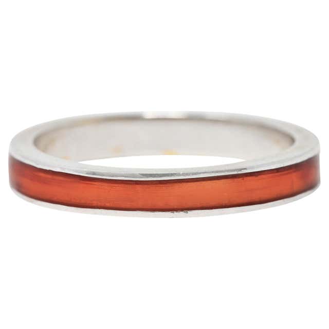 Hidalgo Enamel Stackable Rings Hidalgo 18 Karat Yellow Gold and Enamel Fleur-de-Lys Stackable Band ...