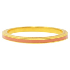 Hidalgo Retro Peach Enamel 18 Karat Yellow Gold Eternity Band Stack Ring