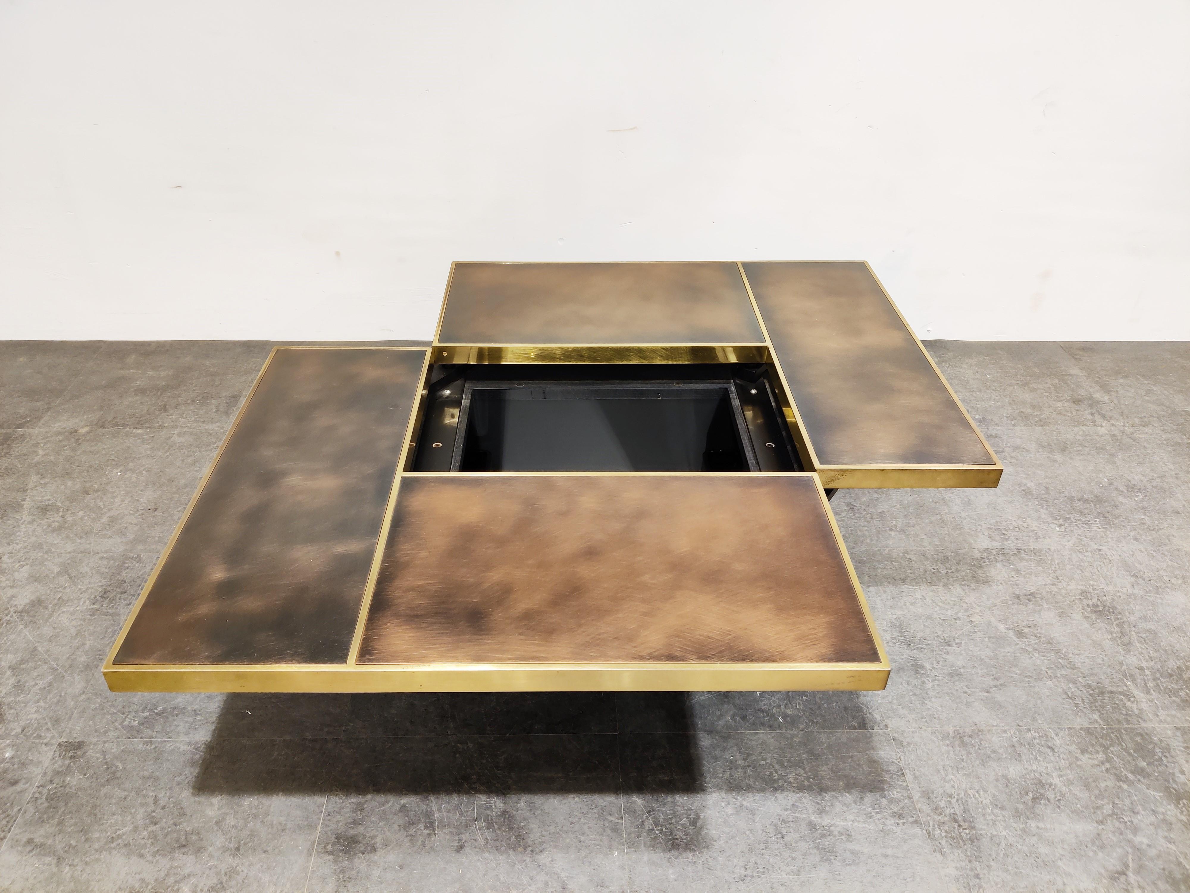 Italian Hidden Bar Coffee Table by Willy Rizzo, 1970s