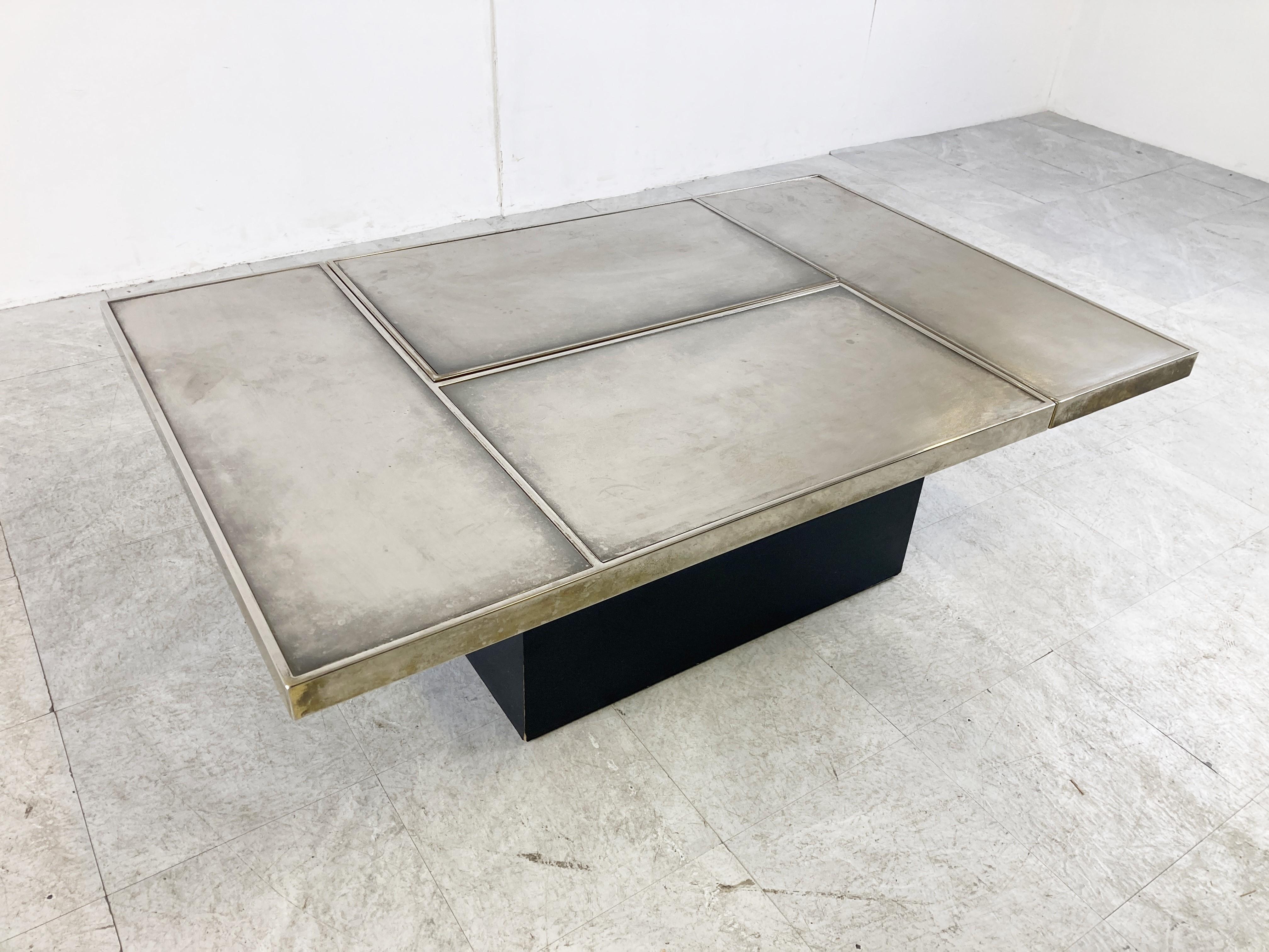 Italian Hidden Bar Coffee Table by Willy Rizzo, 1970s