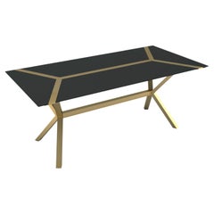 Hidden Black Glass and Brass Dining Table