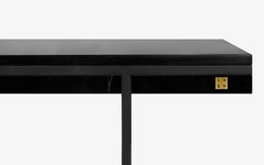Credenza nascosta in marmo nero e metallo