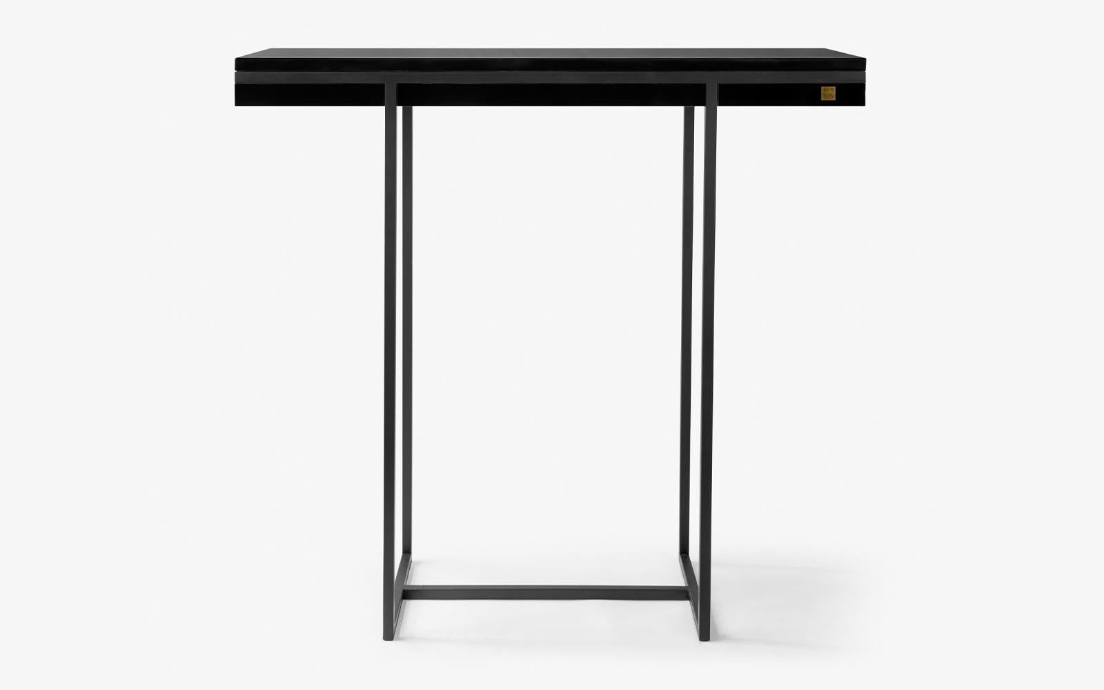 Modern Hidden Black Marble and Metal Sideboard For Sale